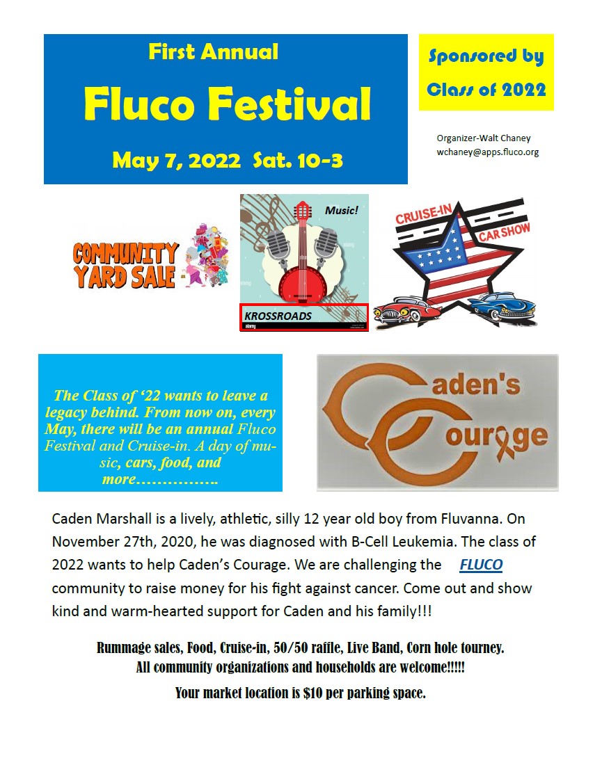 1st Annual Fluco Festival May 7th 10am3pm Fluvanna County High